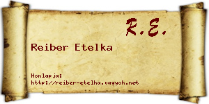 Reiber Etelka névjegykártya